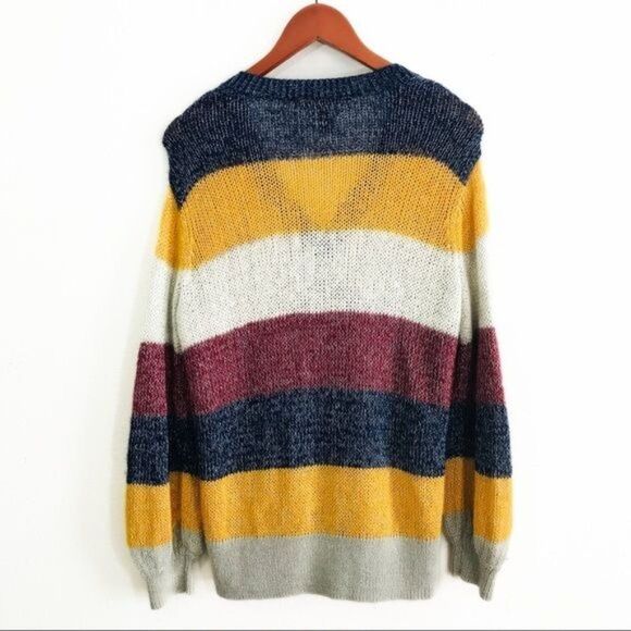 BCBGMAXAZRIA Striped Color Block Knit Metallic Mohair Wool Pullover Sweater XS - Picture 3 of 5